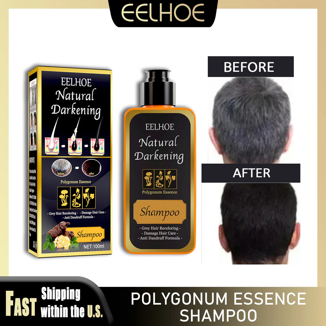 100ml Black Dye Shampoo Herbal Hair Coloring Treatment