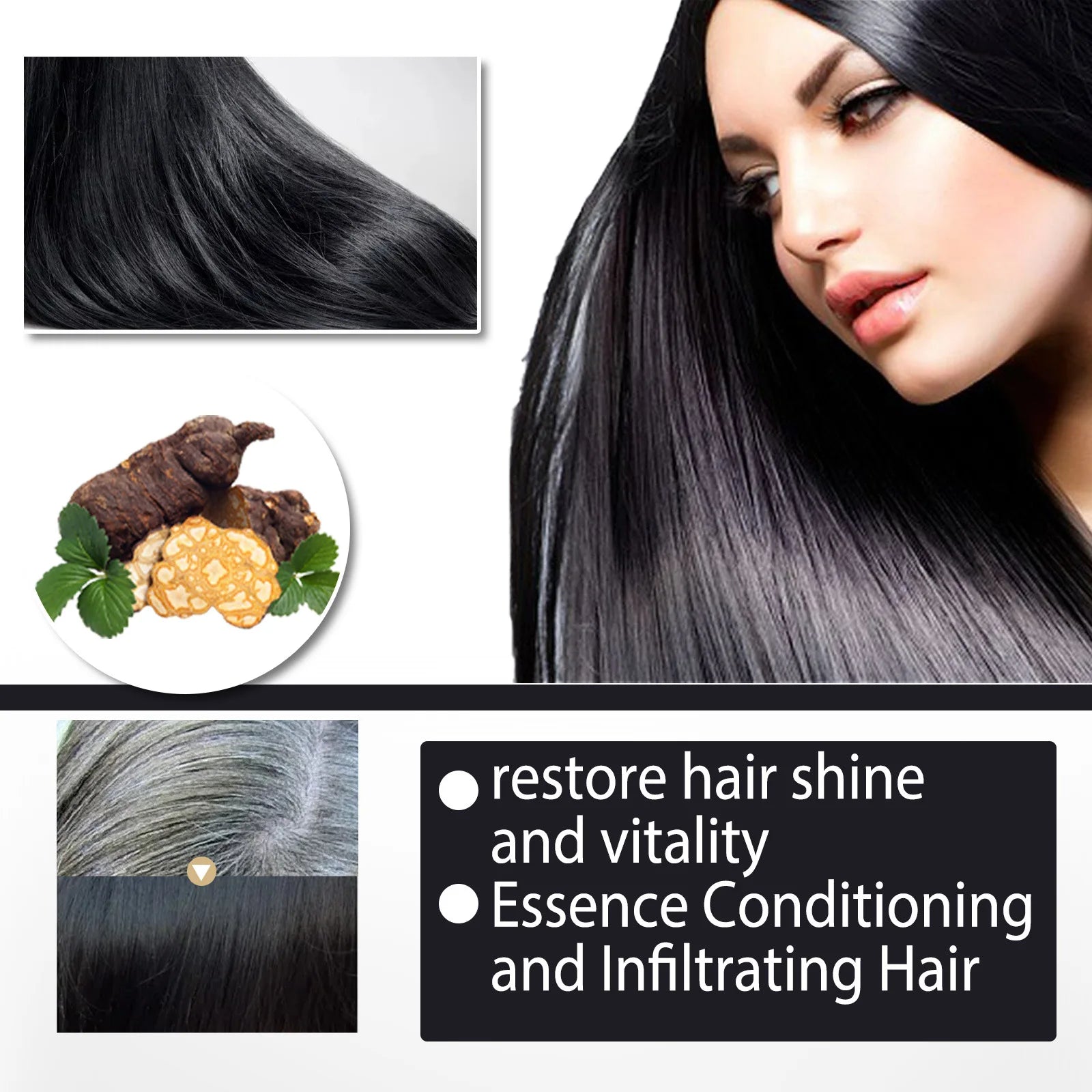 100ml Black Dye Shampoo Herbal Hair Coloring Treatment