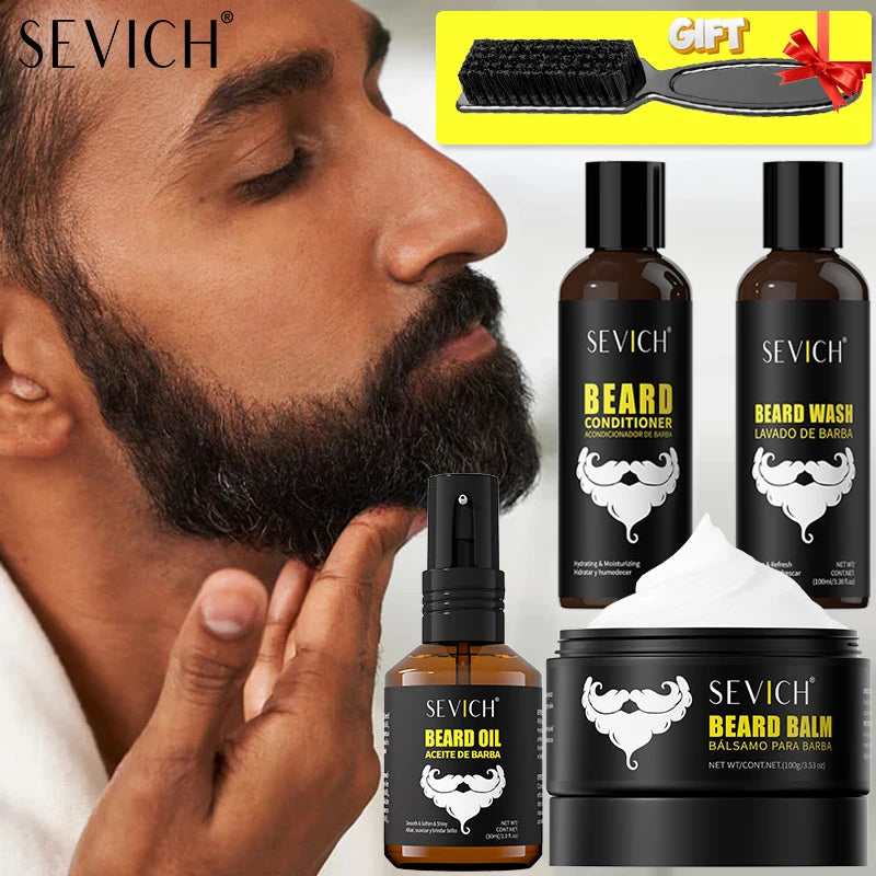 Natural Beard Growth Kit Oil Cream Wax Shampoo