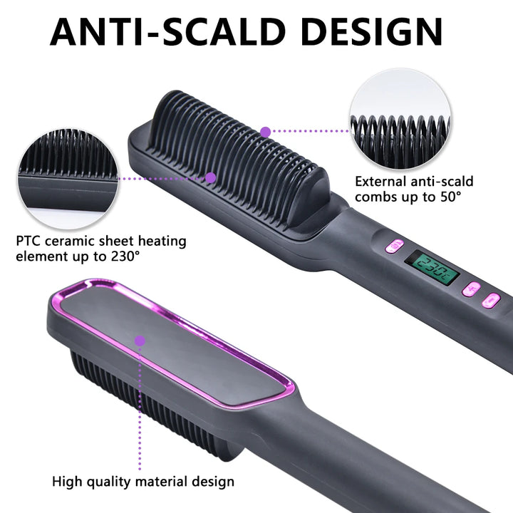 Electric Hot Comb Negative Ion Hair Straightening Styling Brush