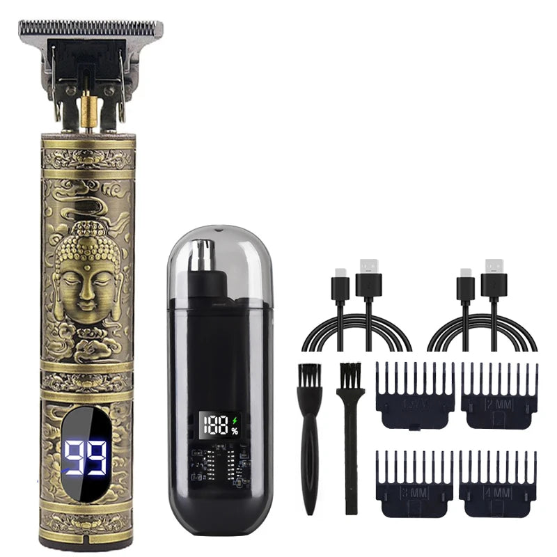 T9 Vintage Rechargeable Hair Clipper Beard Nose Trimmer