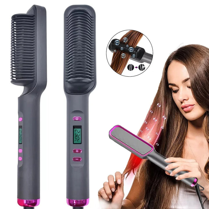 Electric Hot Comb Negative Ion Hair Straightening Styling Brush