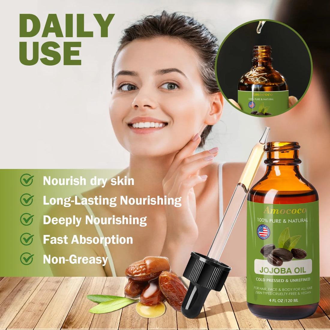 Jojoba Rosehip Oil Set Cold Pressed Moisturizing Skin