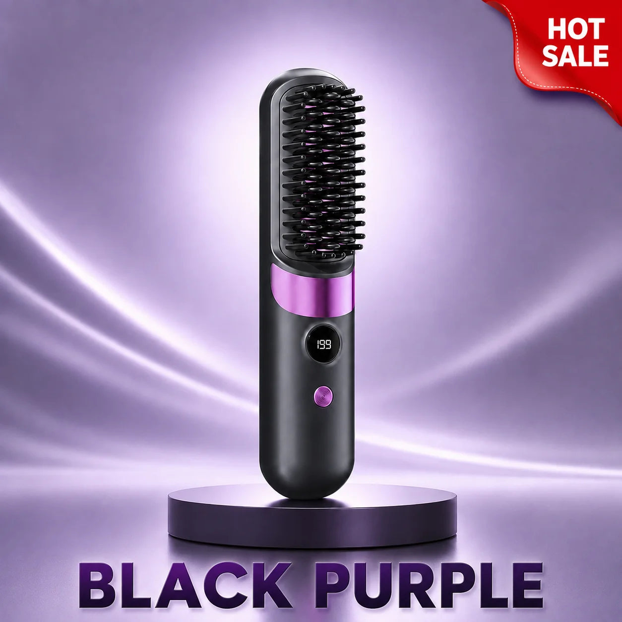 USB Rechargeable Wireless Electric Hair Straightening Hot Comb
