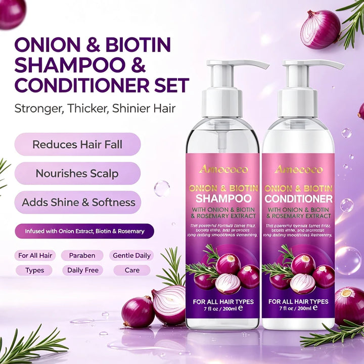 Amococo Onion Biotin Rosemary Shampoo Conditioner Hair Care Set