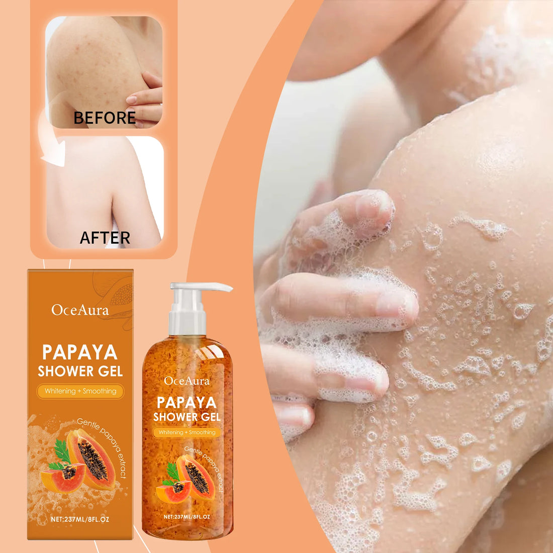 Papaya Shower Gel Exfoliating Hydrating Rich Foam Body Wash