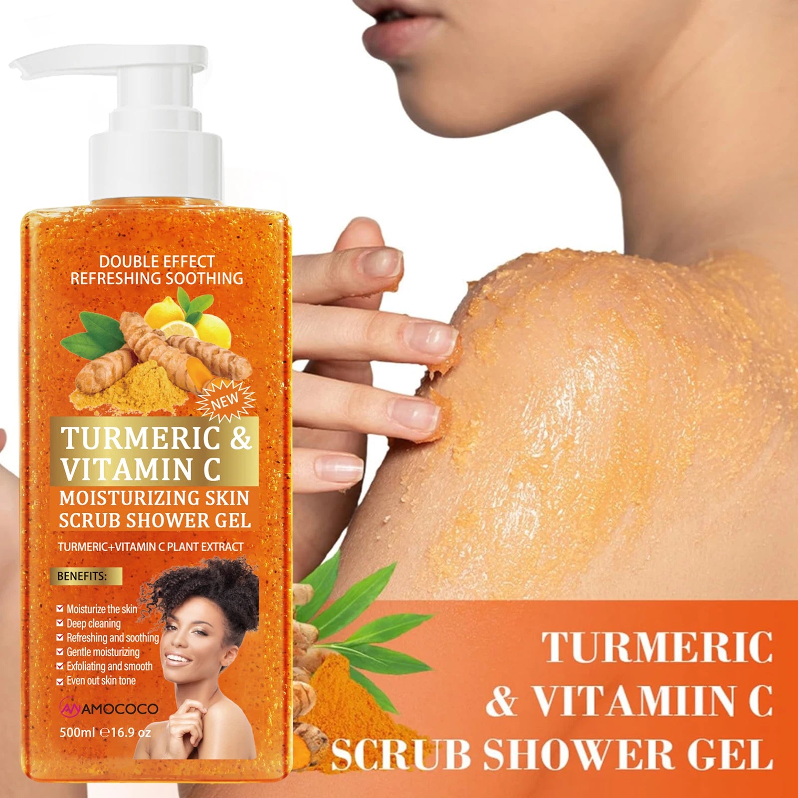 Turmeric Vitamin C Body Scrub Shower Gel Set