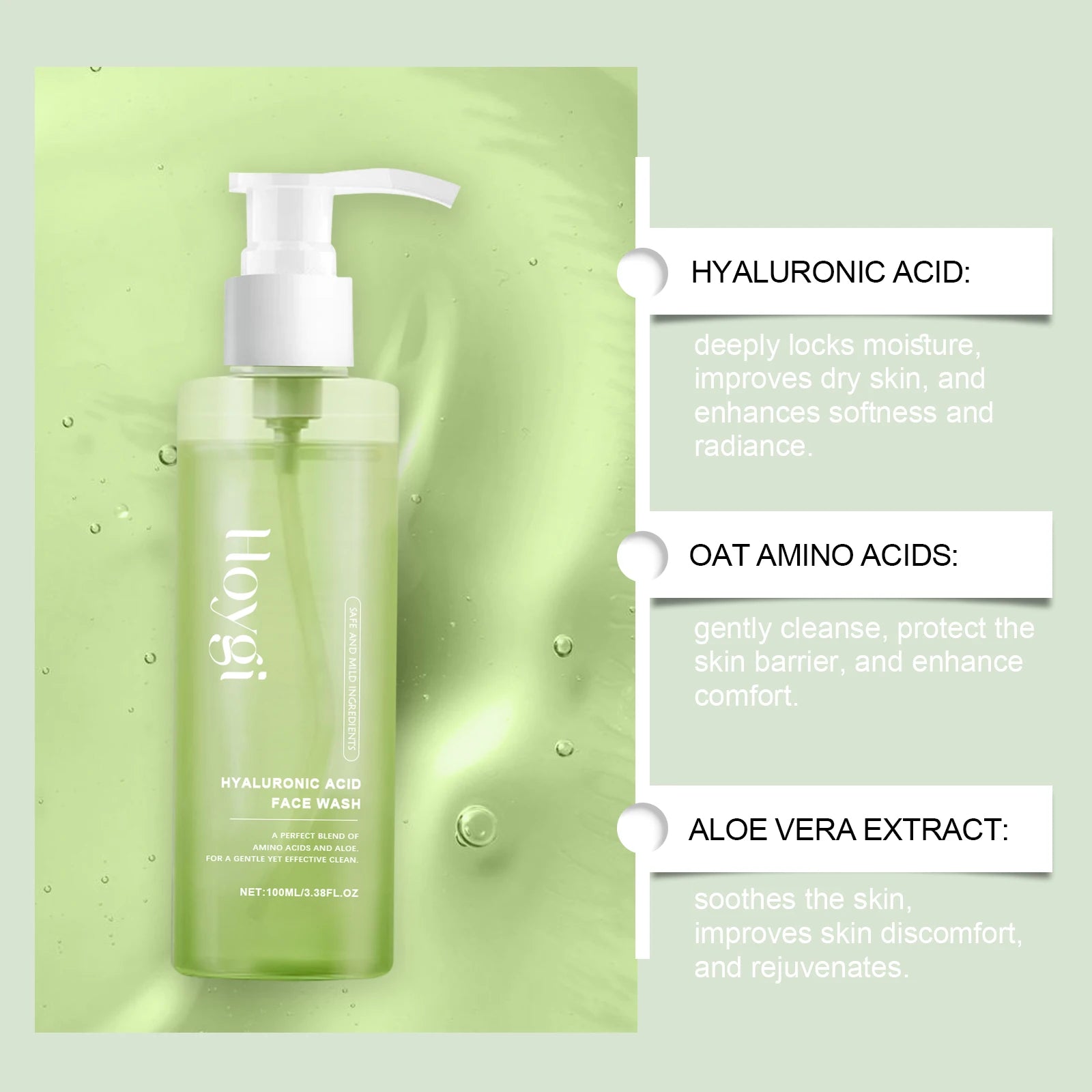 Hyaluronic Acid Facial Cleanser Oil Control Pore Cleansing Gel