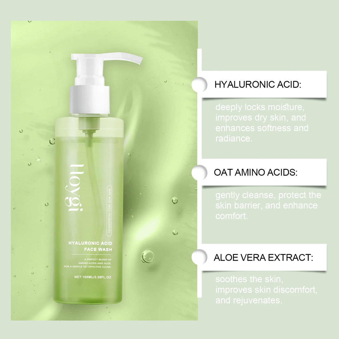 Hyaluronic Acid Facial Cleanser Oil Control Pore Cleansing Gel