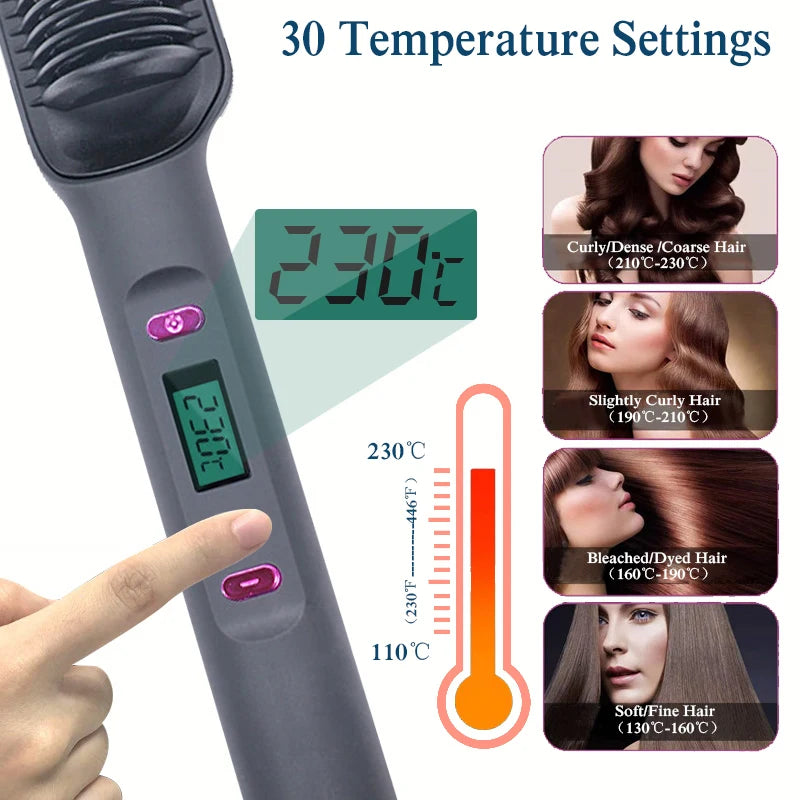 Electric Hot Comb Negative Ion Hair Straightening Styling Brush
