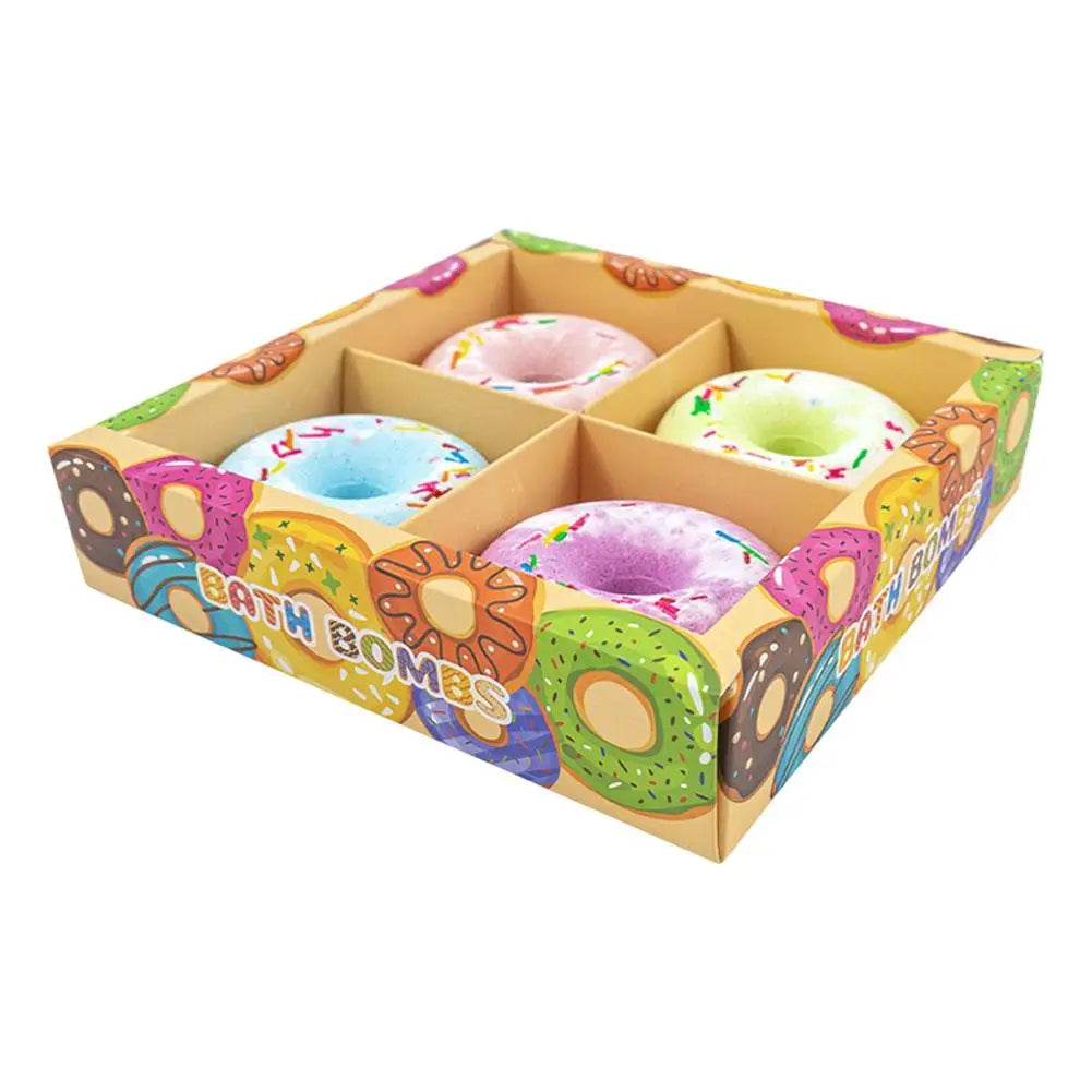 4Pcs Donut Bath Bombs Essential Oil Scented Gift Set