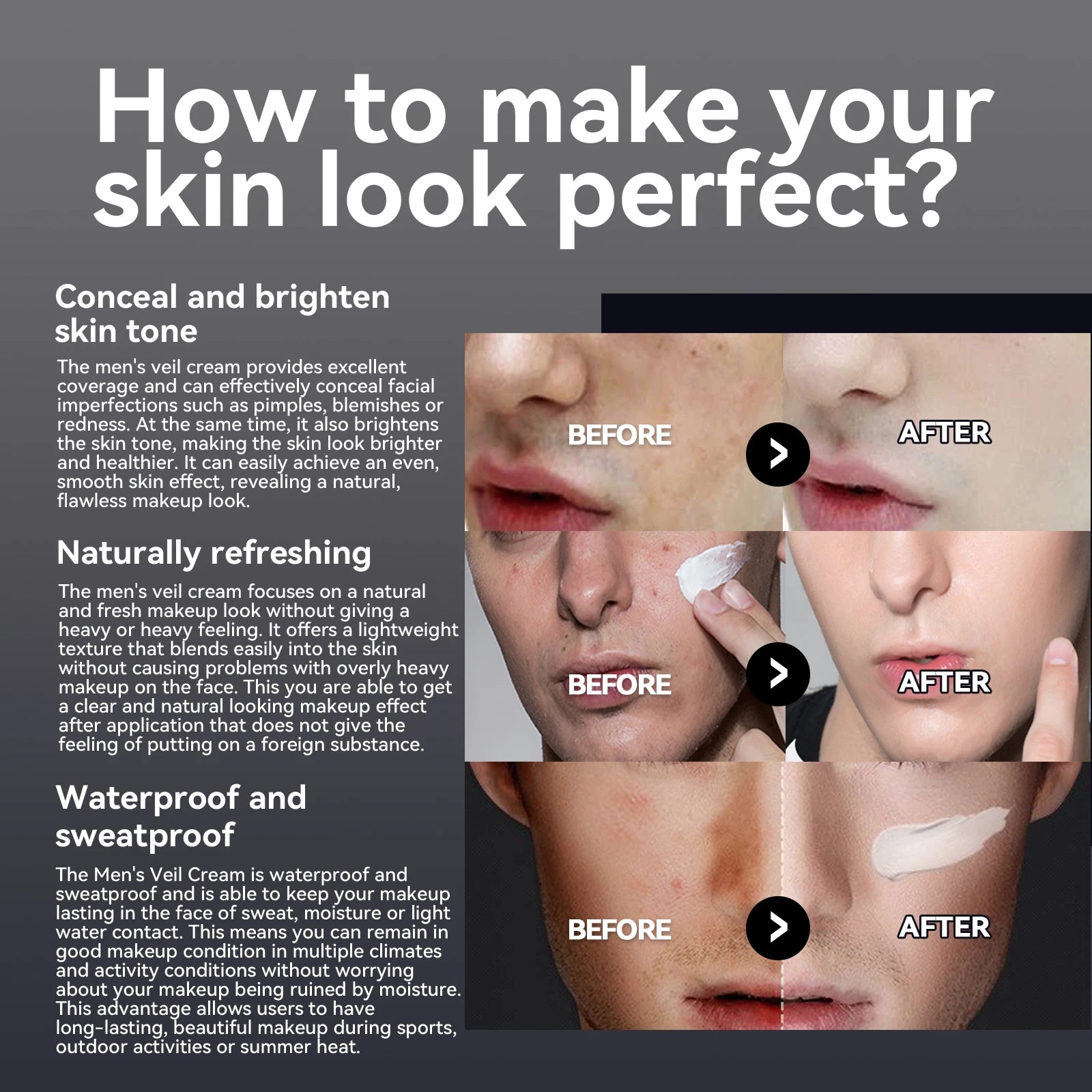 Men's Tone-Up Cream Hydrating Blemish Coverage Skincare