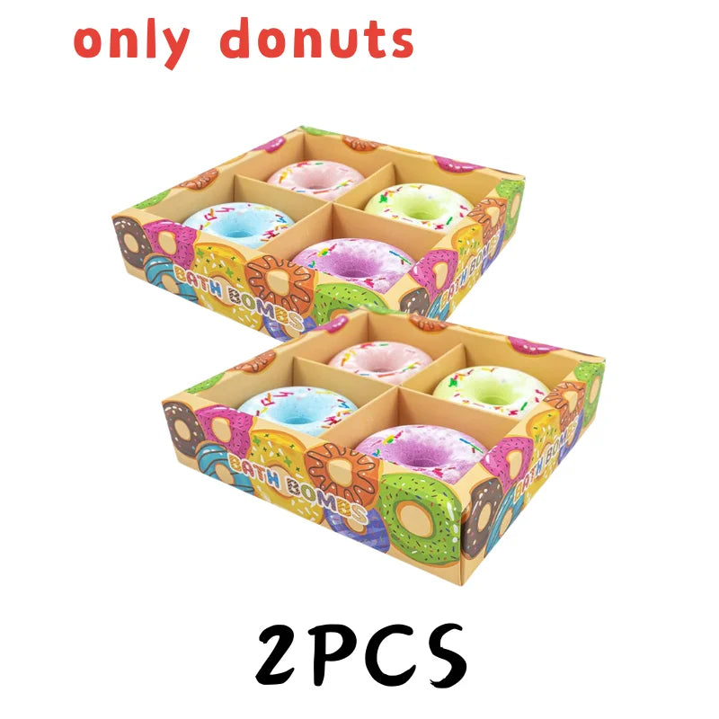 4Pcs Donut Bath Bombs Essential Oil Scented Gift Set