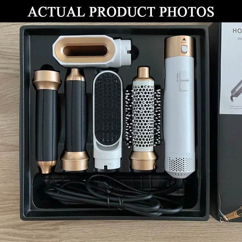 5-in-1 Hair Dryer Brush Curling Straightening Styling Set
