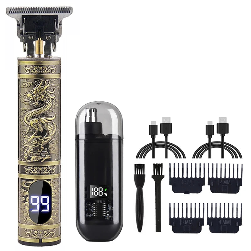 T9 Vintage Rechargeable Hair Clipper Beard Nose Trimmer