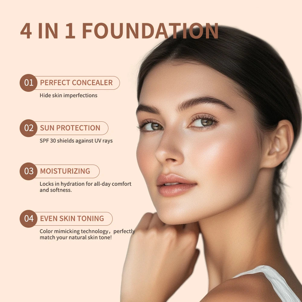 4-in-1 Color Changing Hydrating Waterproof Full Coverage Foundation