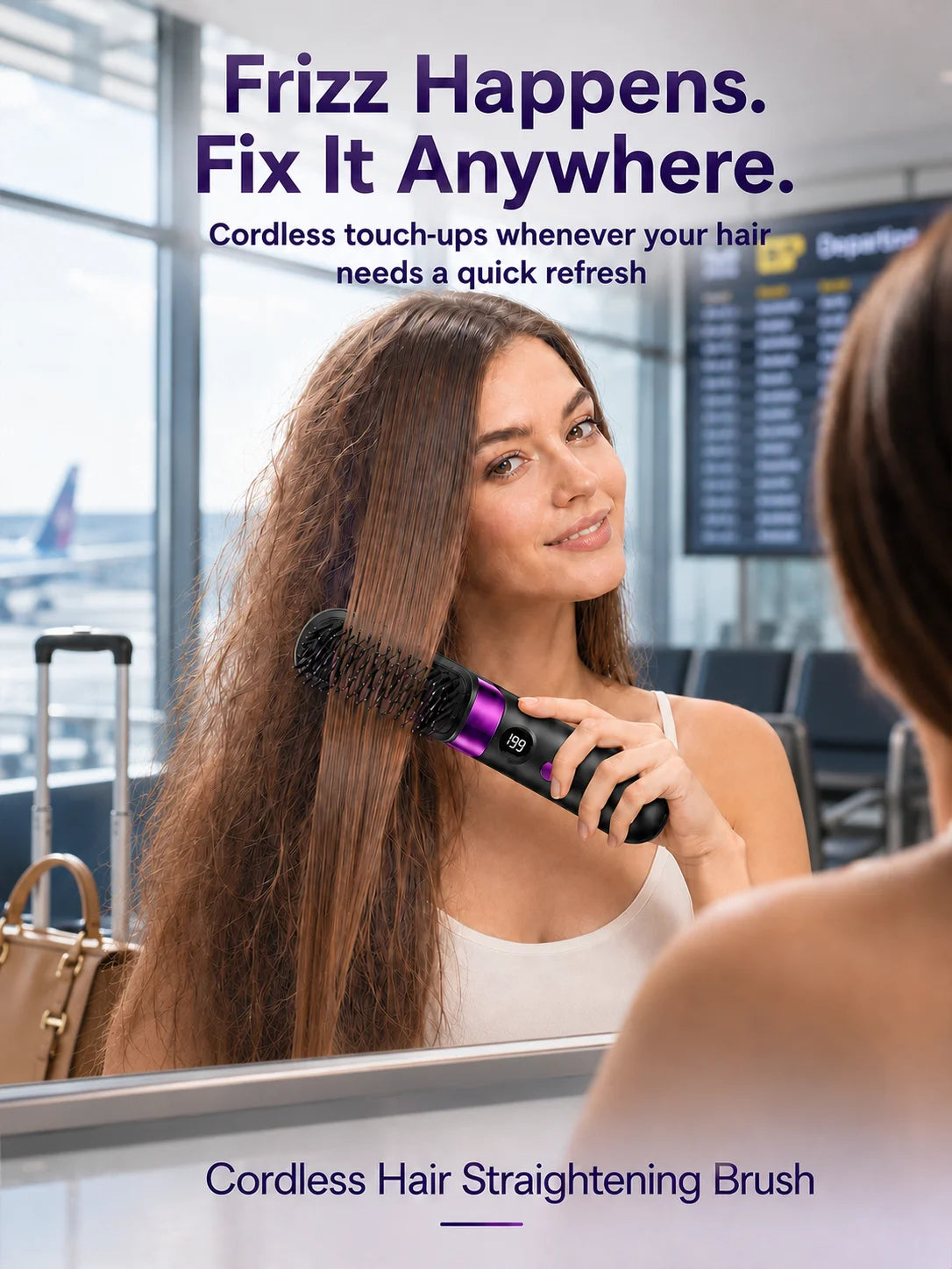 USB Rechargeable Wireless Electric Hair Straightening Hot Comb