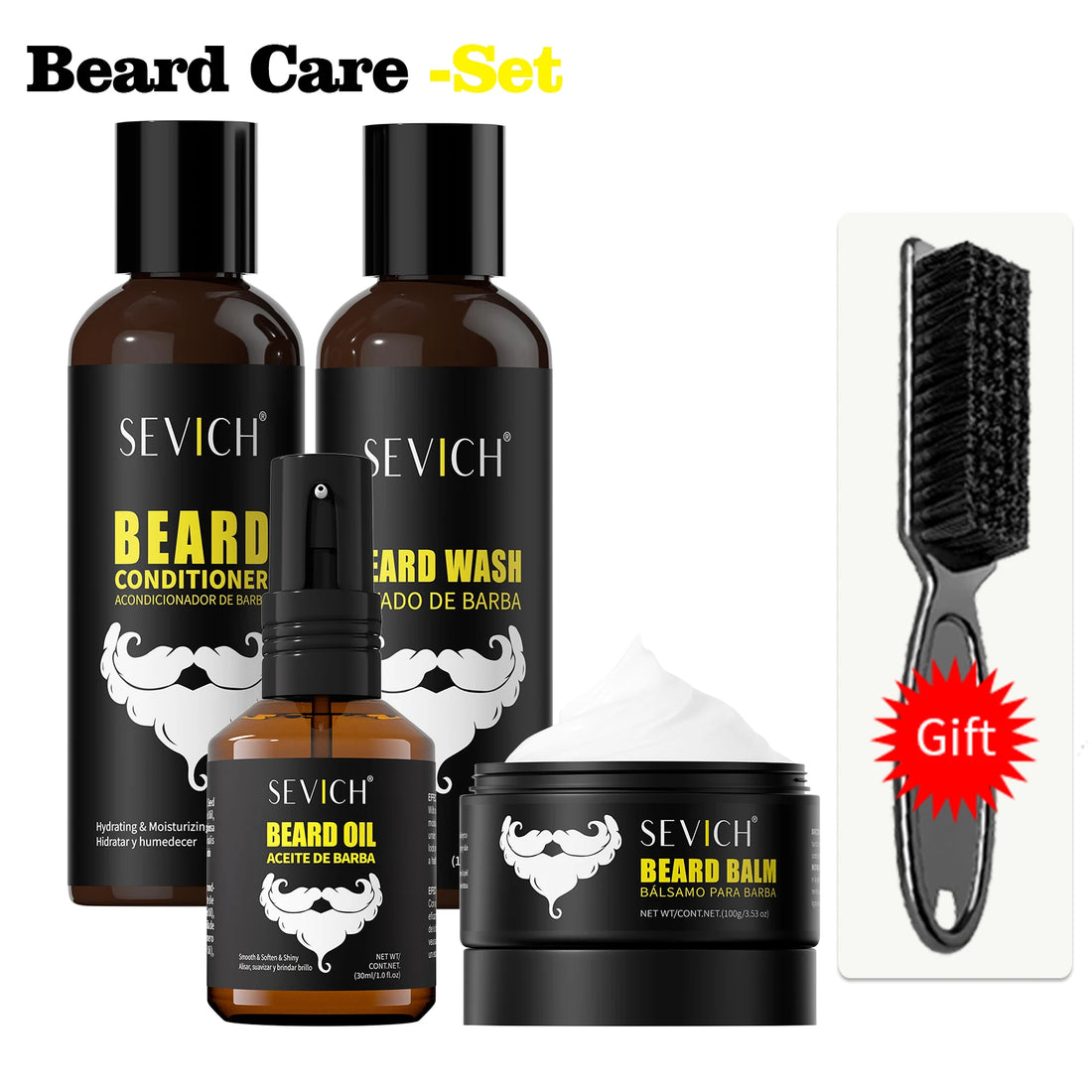 Natural Beard Growth Kit Oil Cream Wax Shampoo