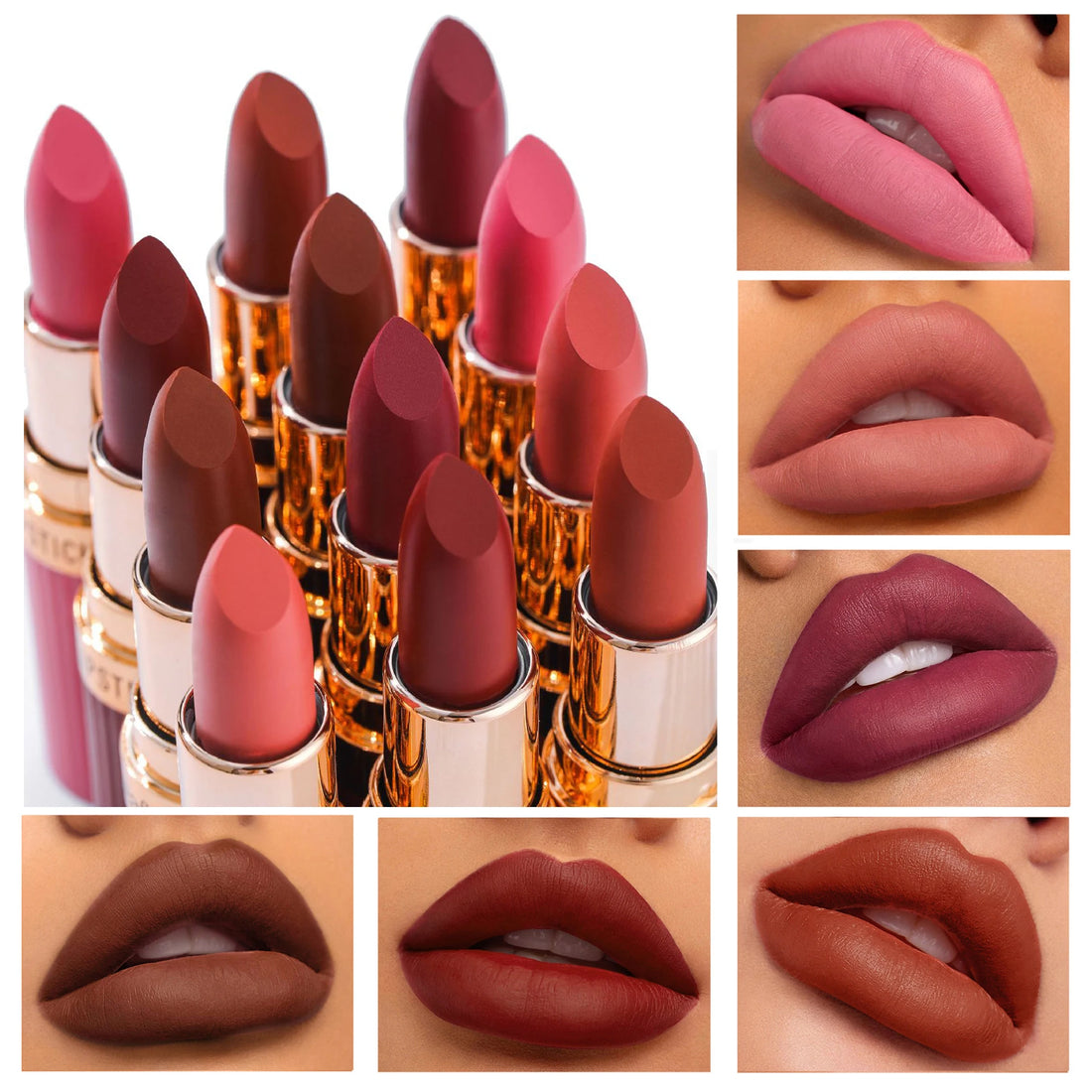 6-Color Matte Velvet Lipstick Set Waterproof Long-Lasting Makeup