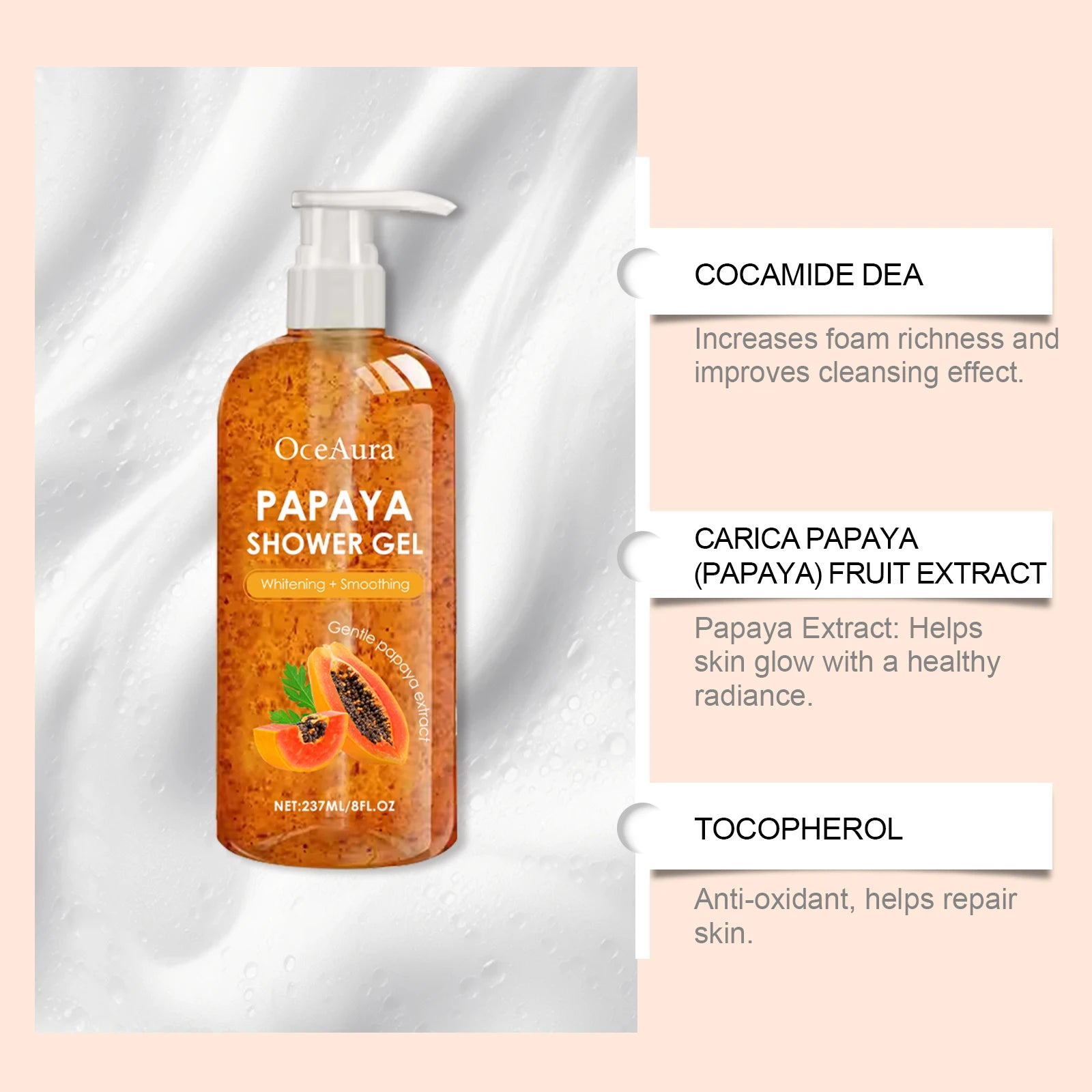 Papaya Shower Gel Exfoliating Hydrating Rich Foam Body Wash