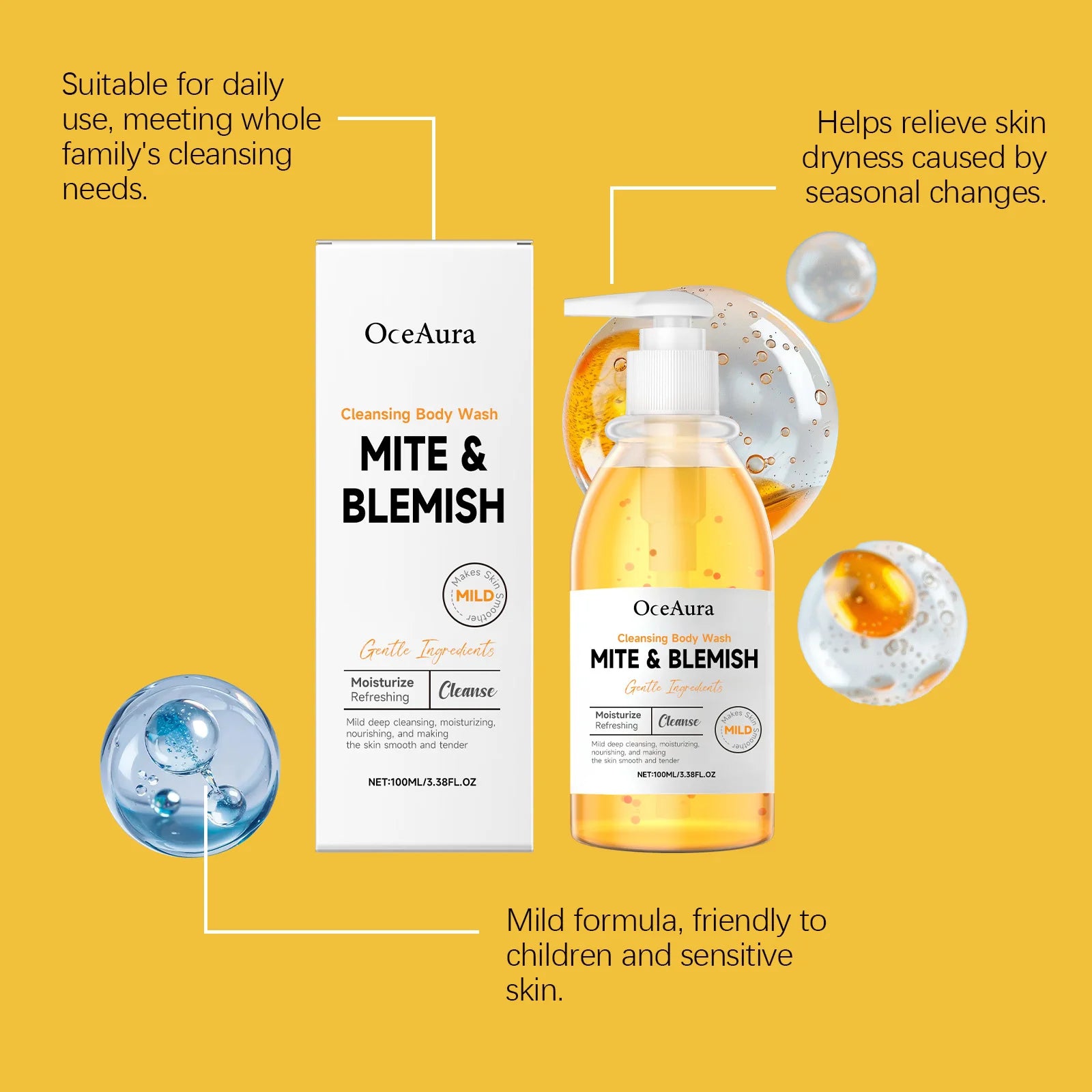 100g Mild Body Wash Gentle Moisturizing Refreshing Cleansing Gel