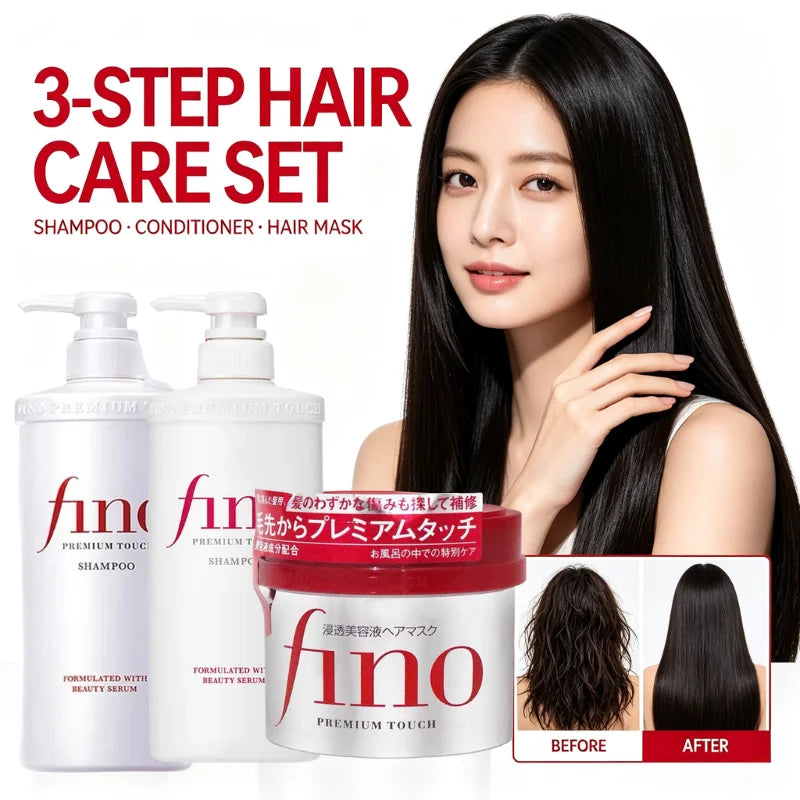 Japan Fino Hair Care Set Shampoo Conditioner Mask