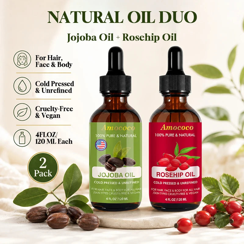 Jojoba Rosehip Oil Set Cold Pressed Moisturizing Skin