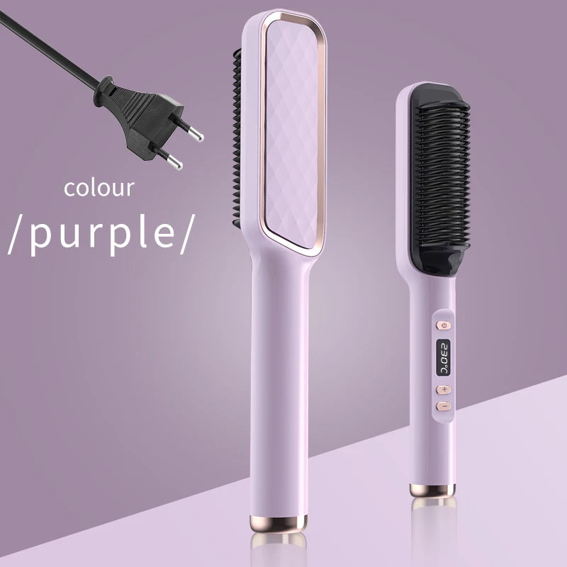 Electric Hot Comb Negative Ion Hair Straightening Styling Brush