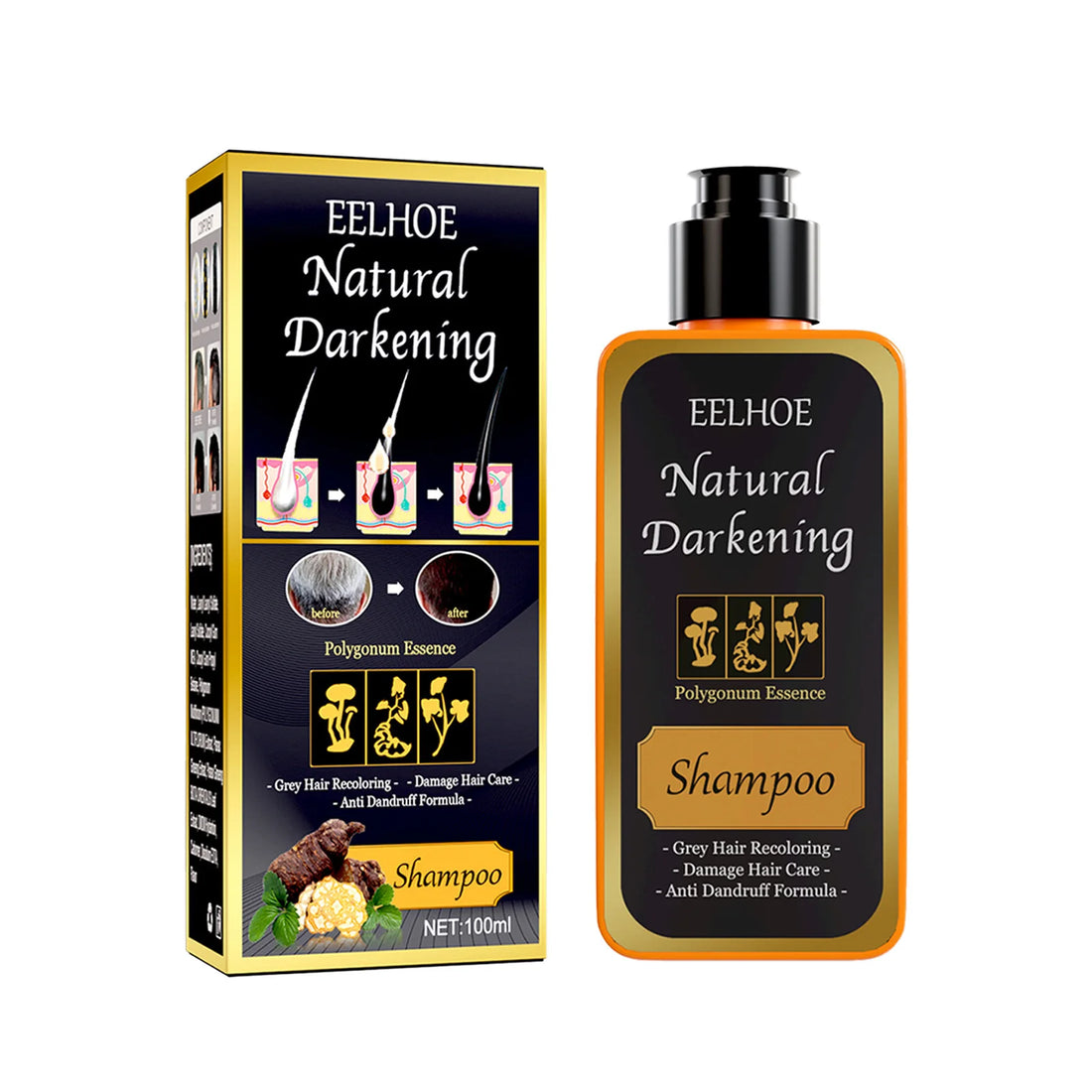 100ml Black Dye Shampoo Herbal Hair Coloring Treatment