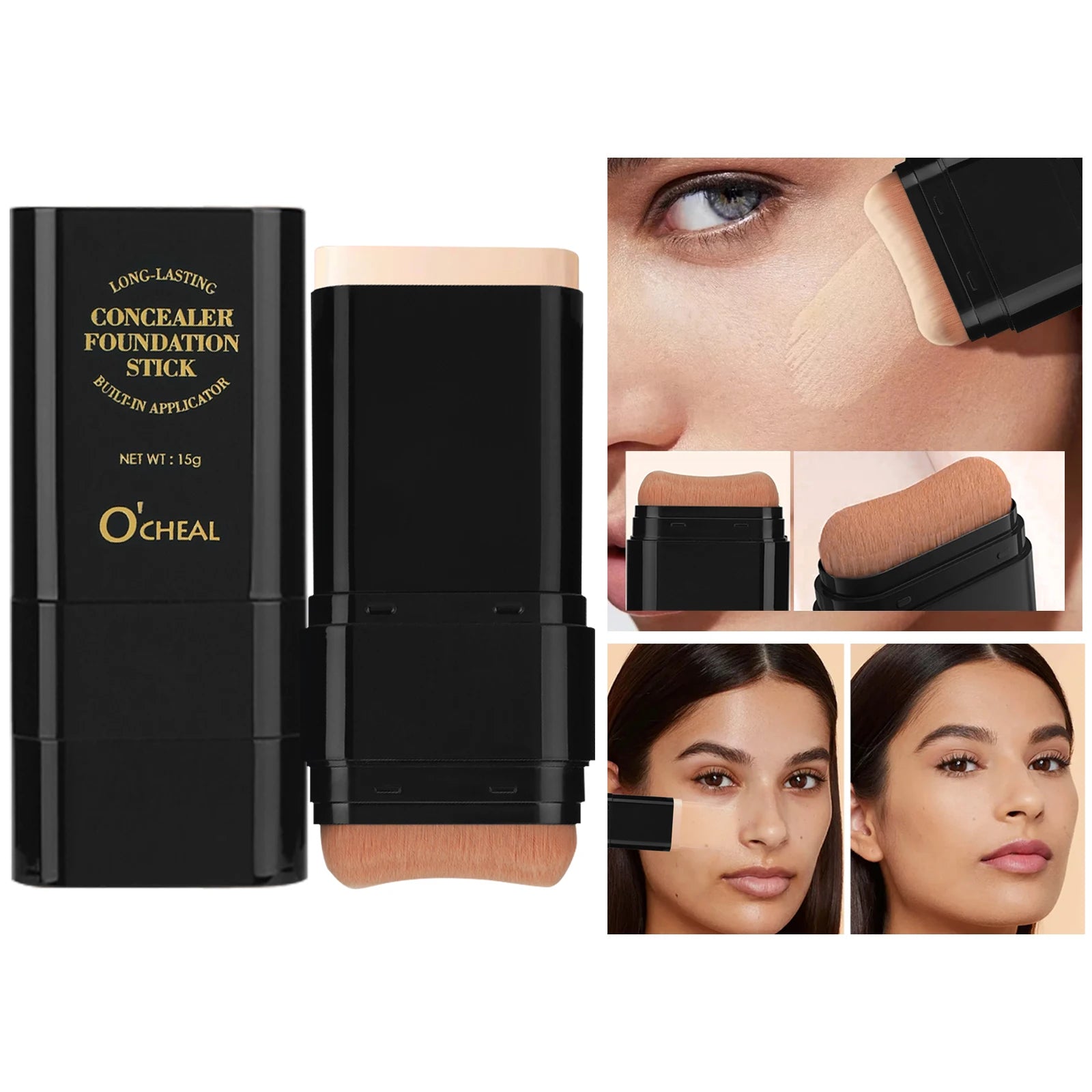 2-in-1 Concealer Foundation Stick Waterproof Matte Contour Makeup