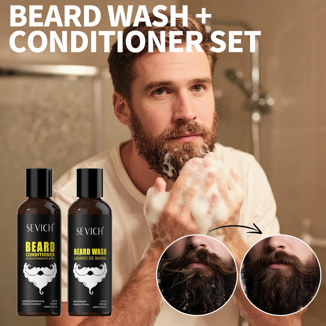 Natural Beard Growth Kit Oil Cream Wax Shampoo