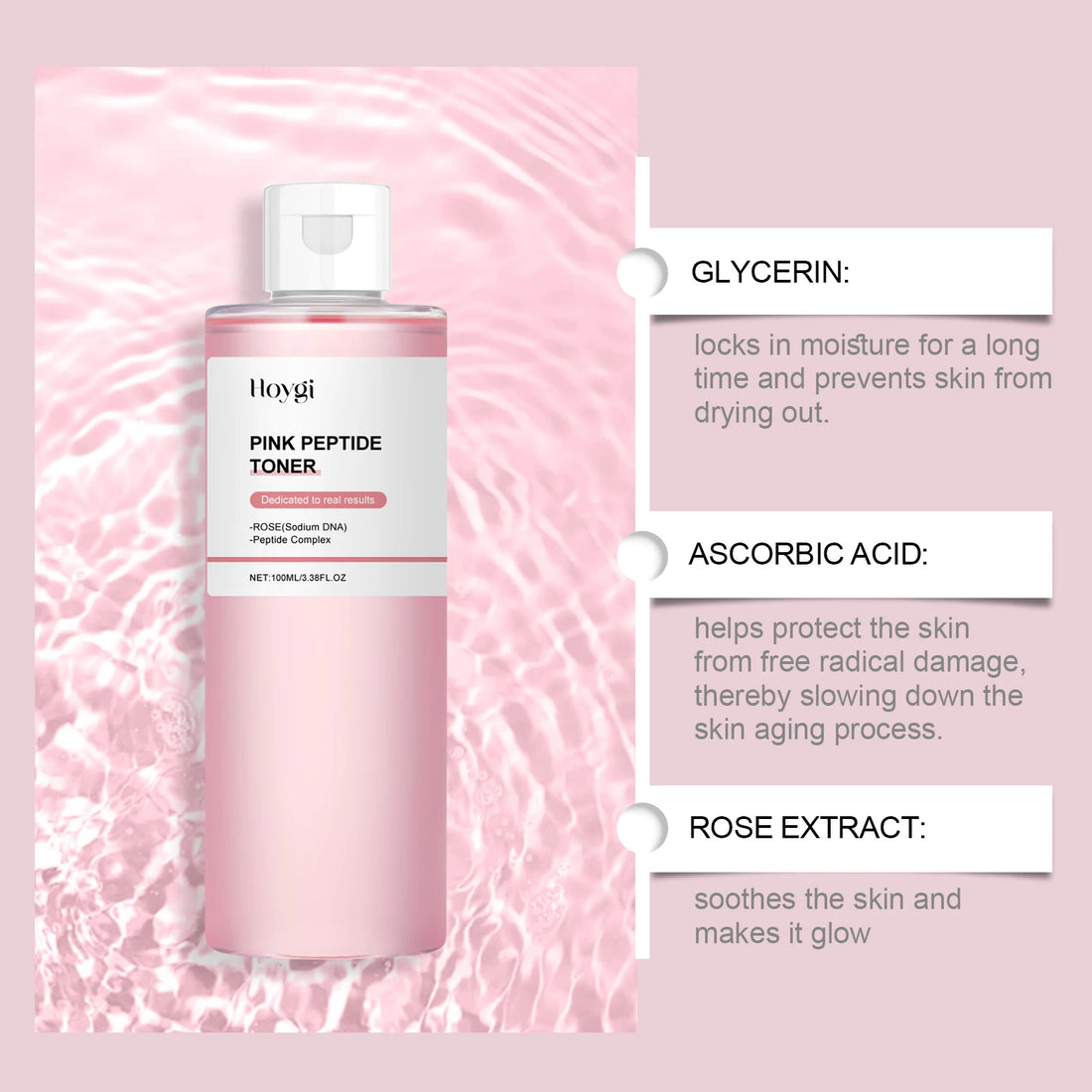 Rose Essence Peptide Toner Moisturizing Soothing Facial Care