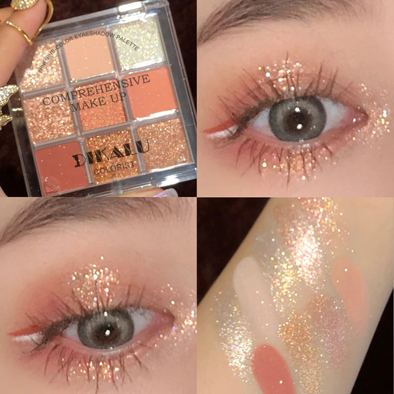 9-Color Rosy Smoky Eyeshadow Palette Low Saturation Makeup