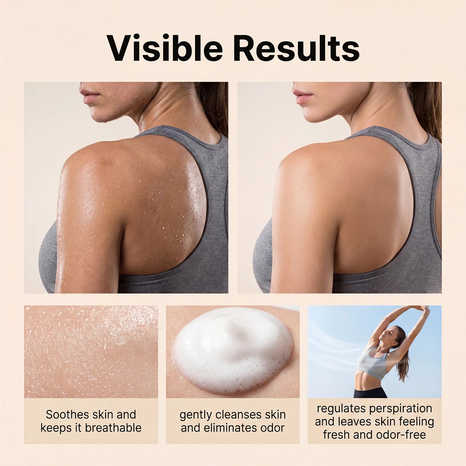 Persimmon Deodorant Body Wash Odor Eliminating Hydrating Shower Gel