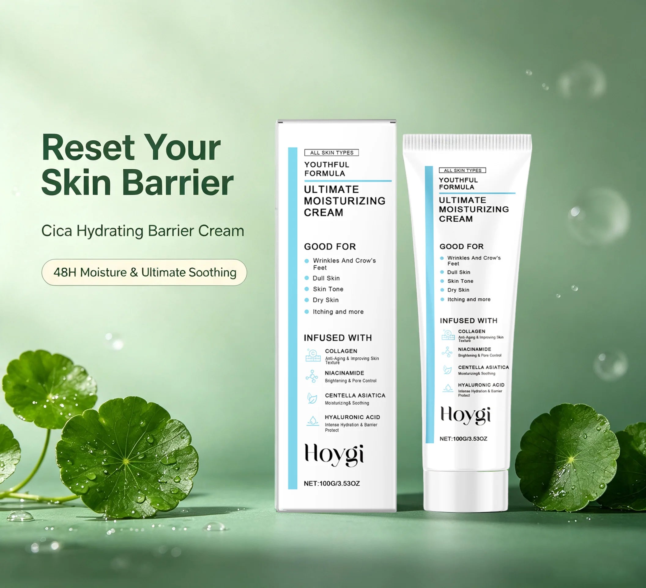 Centella Hyaluronic Acid Moisturizing Cream Barrier Nourishing Skincare