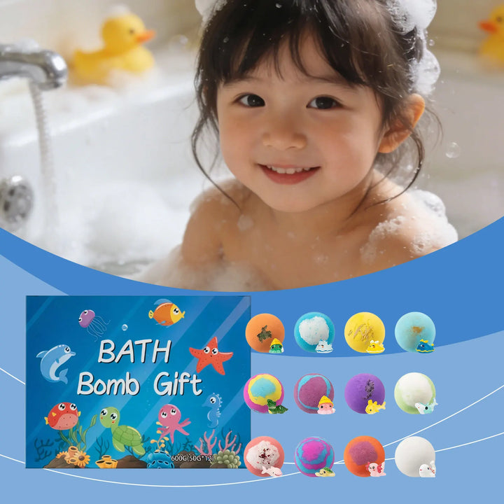 12PCS Kids Bath Bombs Surprise Toys Sponge Gift Set