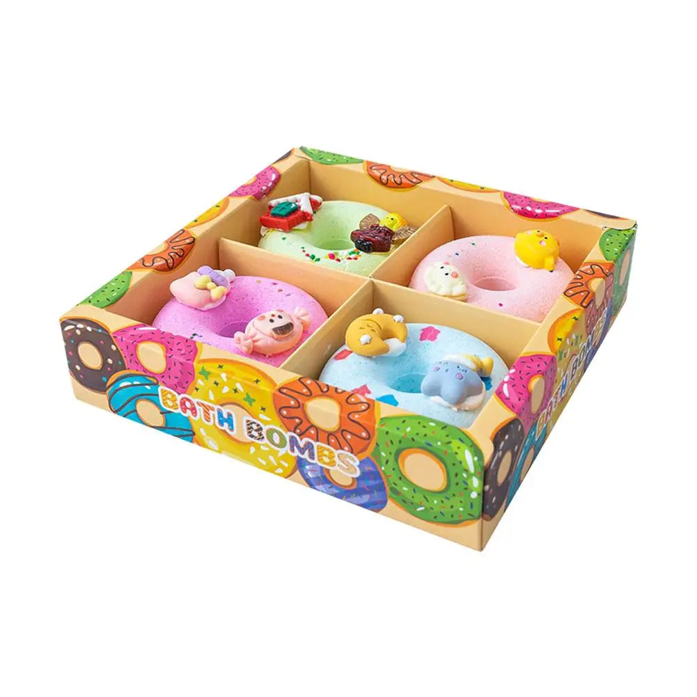 4Pcs Donut Bath Bombs Essential Oil Scented Gift Set