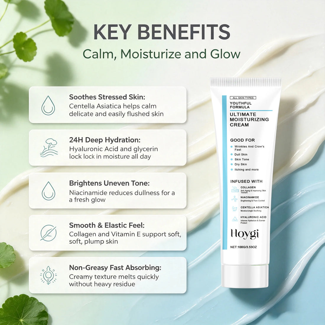Centella Hyaluronic Acid Moisturizing Cream Barrier Nourishing Skincare