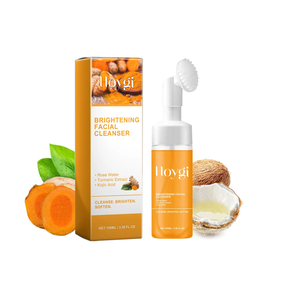 2-in-1 Turmeric Cleanser Silicone Brush Amino Acid Rosewater