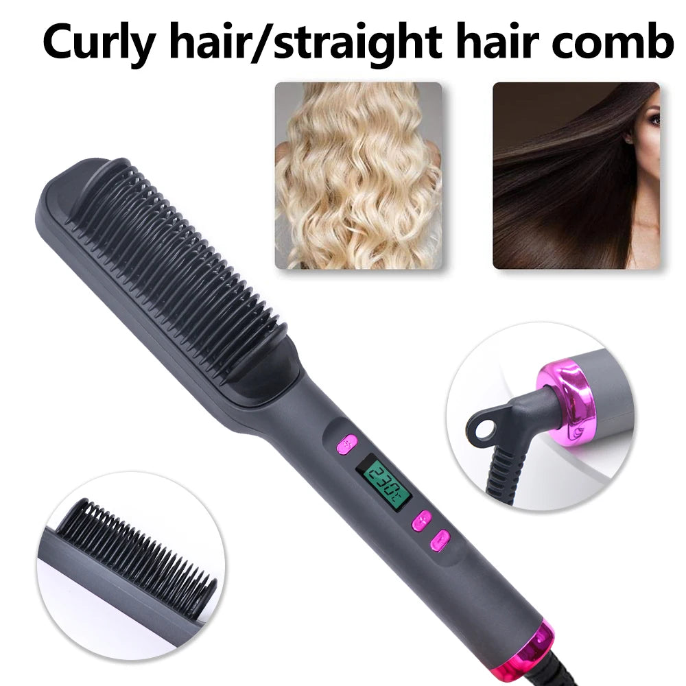 Electric Hot Comb Negative Ion Hair Straightening Styling Brush