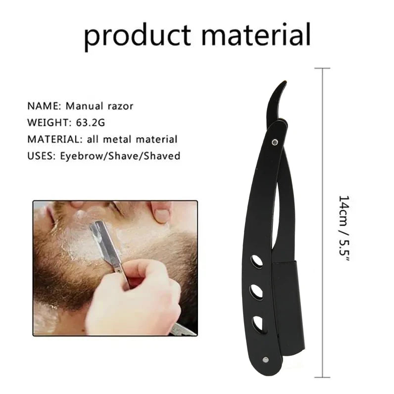 Men's Folding Straight Razor Stainless Steel Shaving Knife