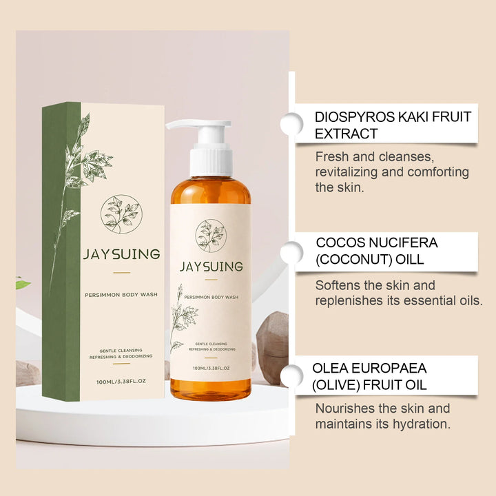 Persimmon Deodorant Body Wash Odor Eliminating Hydrating Shower Gel