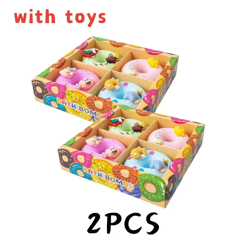 4Pcs Donut Bath Bombs Essential Oil Scented Gift Set