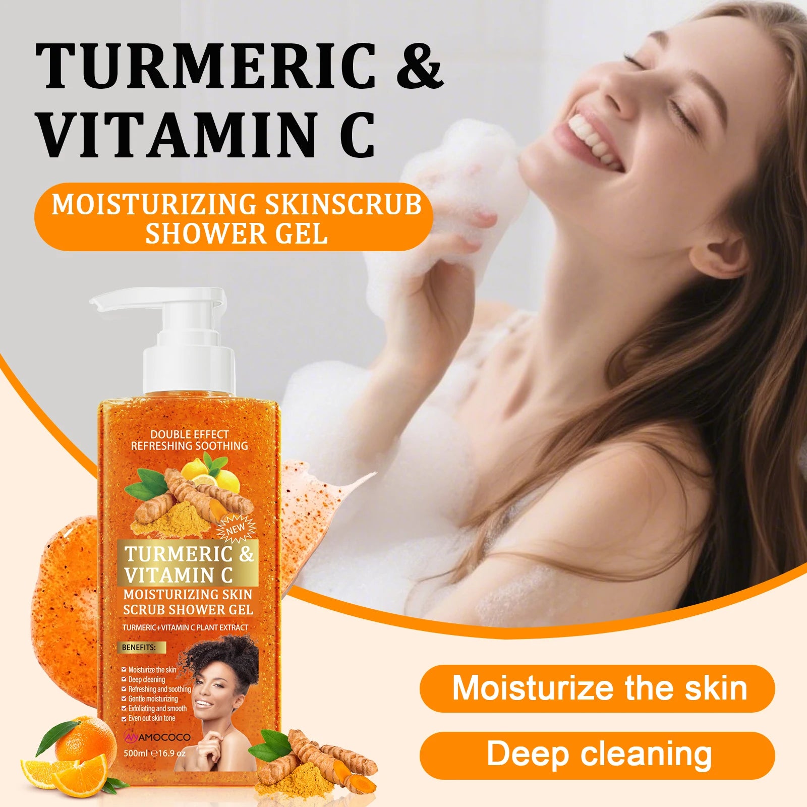 Turmeric Vitamin C Body Scrub Shower Gel Set