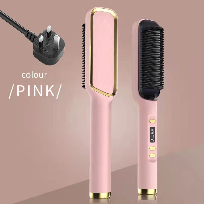 Electric Hot Comb Negative Ion Hair Straightening Styling Brush