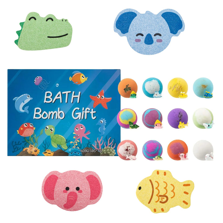 12PCS Kids Bath Bombs Surprise Toys Sponge Gift Set