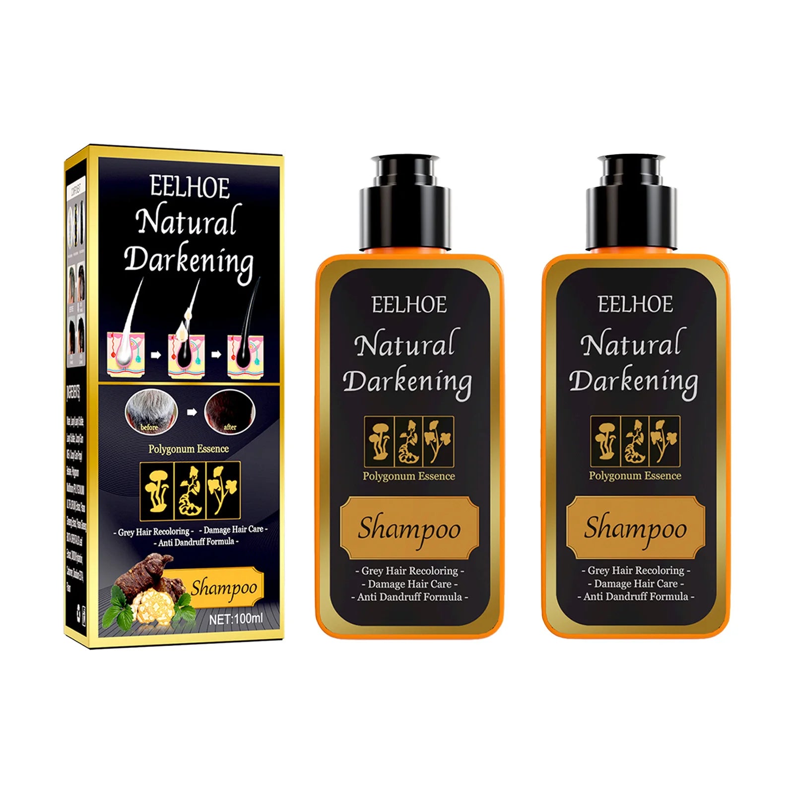 100ml Black Dye Shampoo Herbal Hair Coloring Treatment