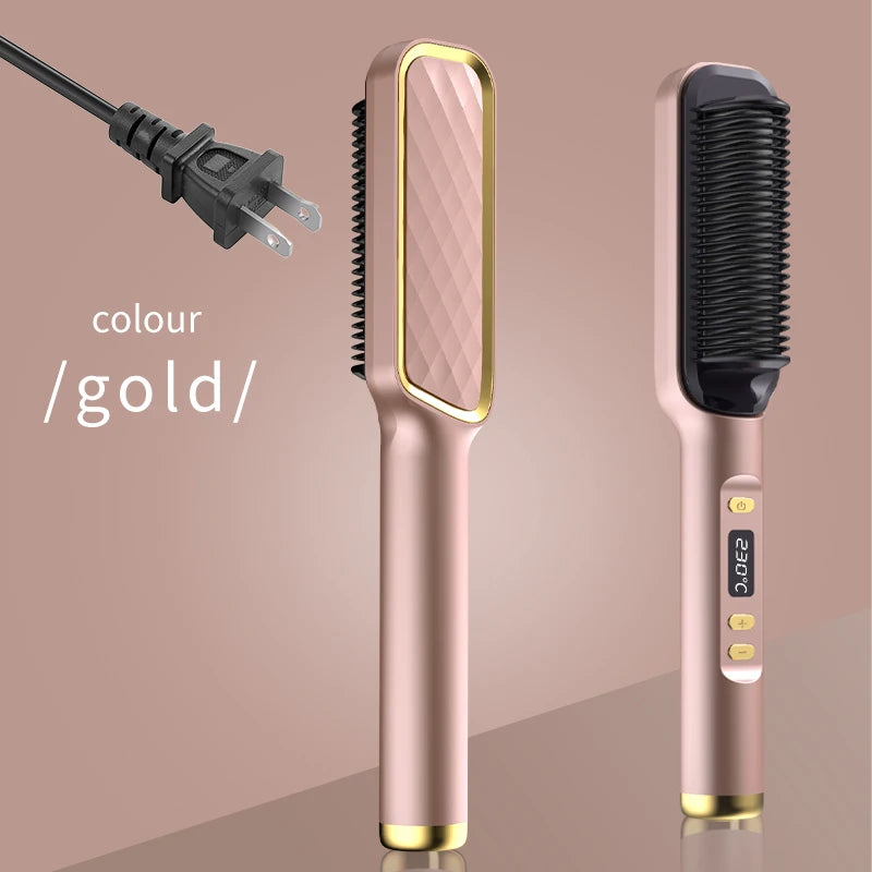 Electric Hot Comb Negative Ion Hair Straightening Styling Brush