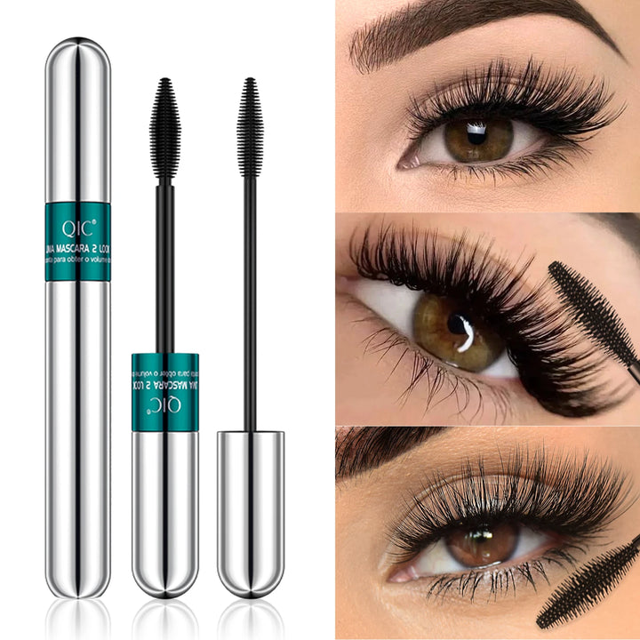 2-in-1 Silk Fiber Waterproof Lengthening Volumizing Black Mascara