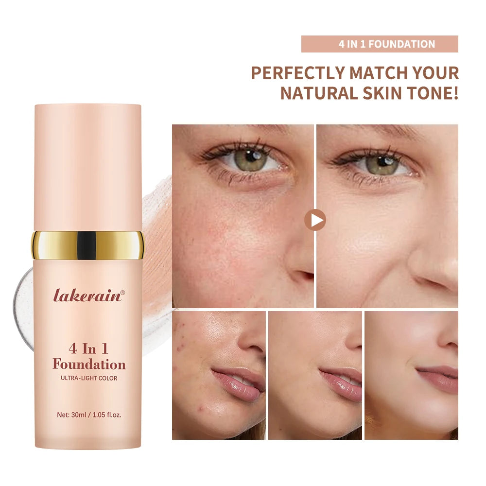 4-in-1 Color Changing Hydrating Waterproof Full Coverage Foundation